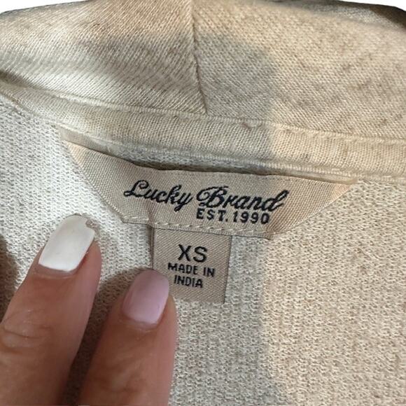 Lucky Brand Beige Oatmeal Long Sleeve Linen Blend Front Zip Jacket Women Sz XS - Picture 8 of 11